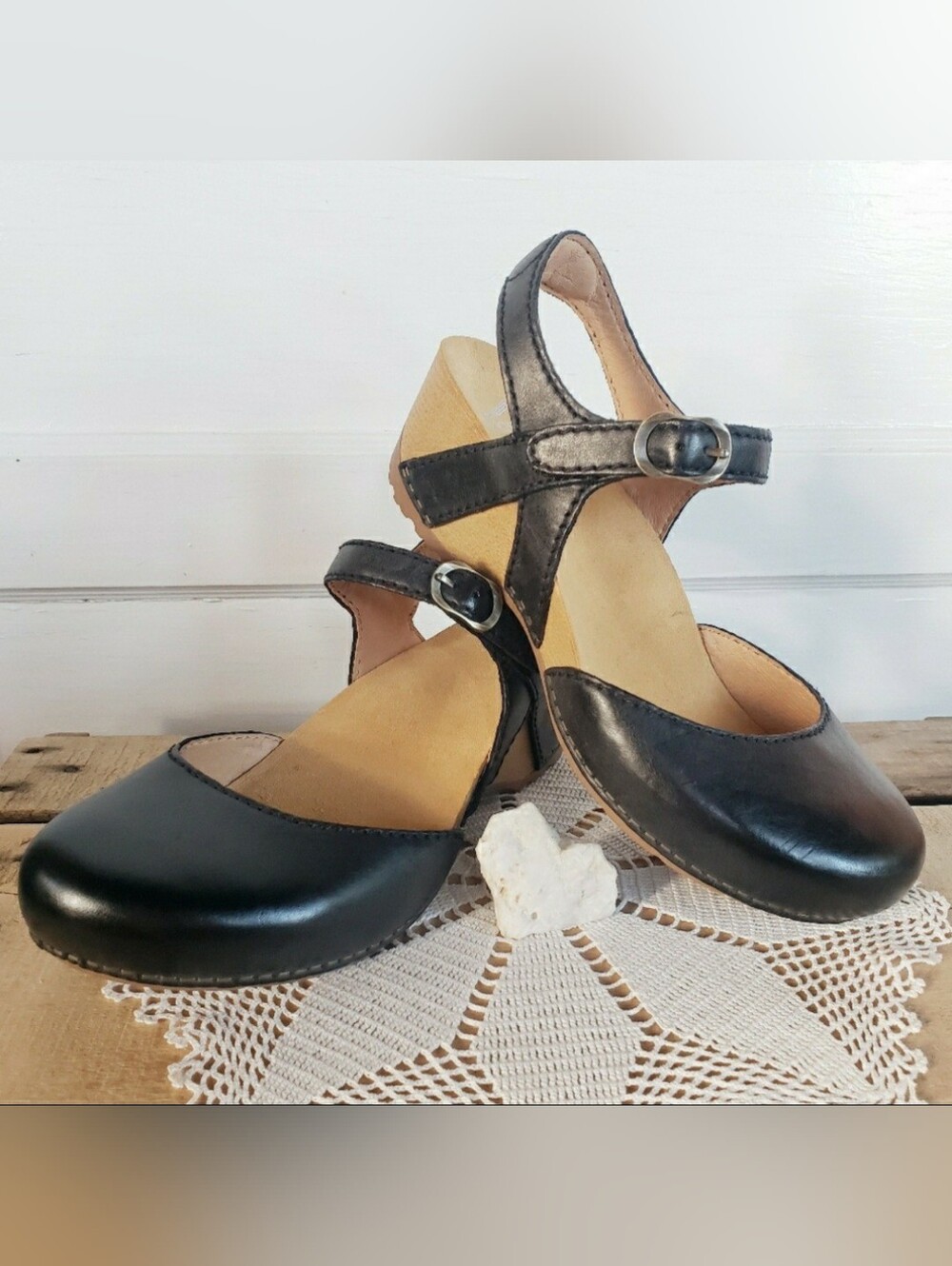 Black Dansko Tiffani Strappy Clog Sandal MaryJane Burnished Strap Buckle Boho ♡ - Picture 6 of 10